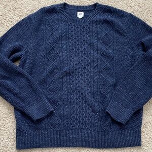 Gap Navy Marled Budding Cable Crewneck Sweater. FA18. XL.